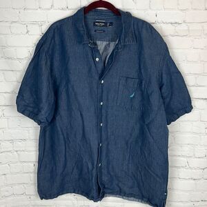Nautica Short Sleeve Denim Button Down